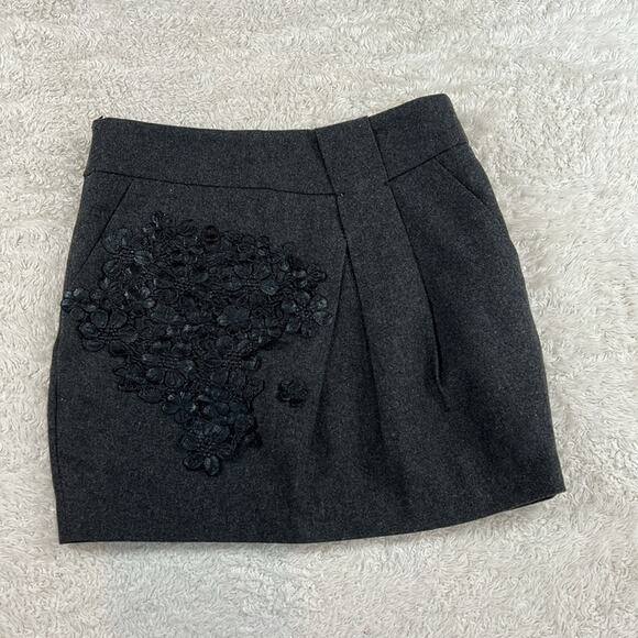 S. Deer embroidered dark grey mini skirt, size small - Picture 6 of 6